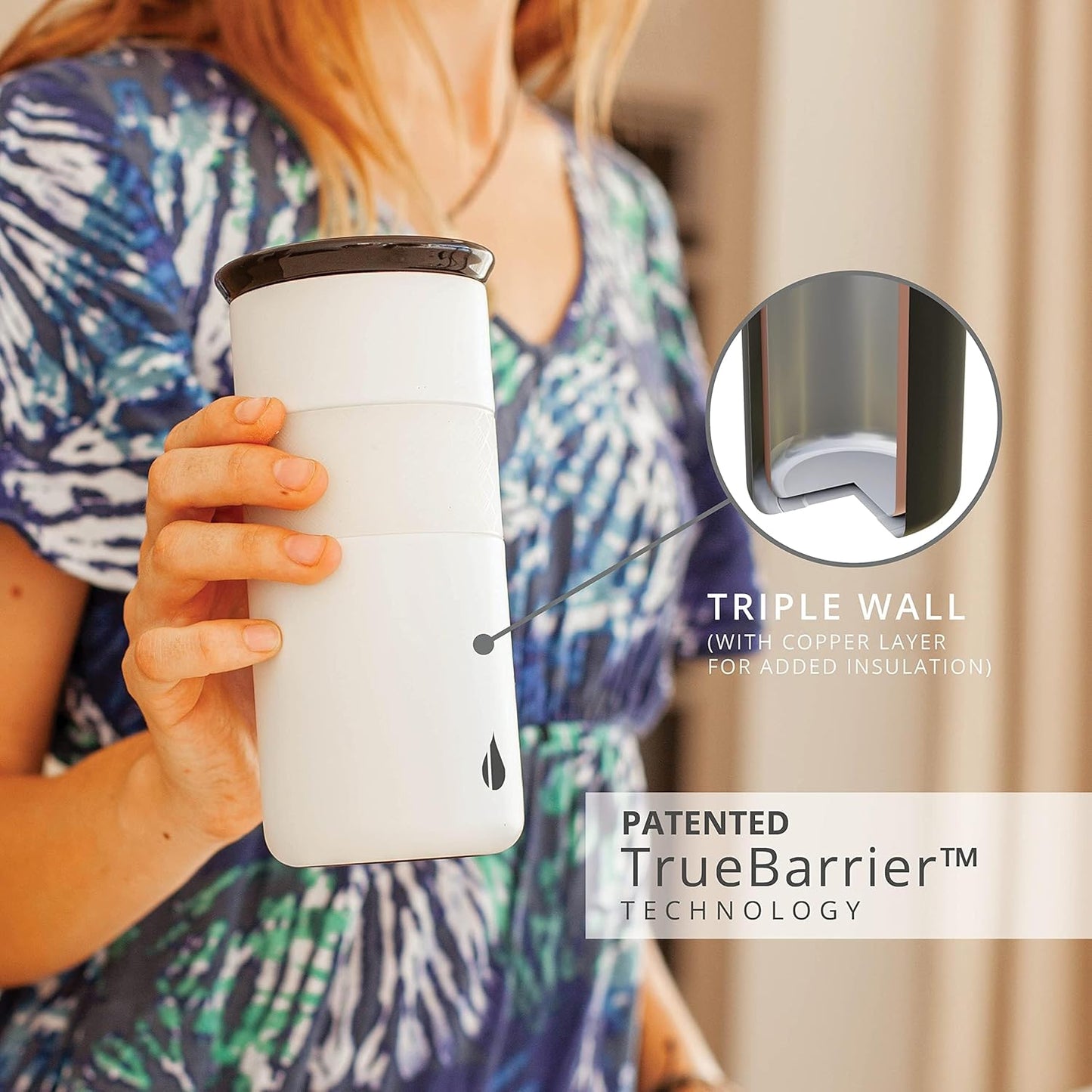 Artisan Insulated Tumbler, Triple Wall Coffee Travel Mug, Reusable Stainless Steel Coffee Tumbler with Ceramic Lid, Thermal Coffee Cups for Hot (6 Hrs) & Cold (18 Hrs), 16oz - Beige