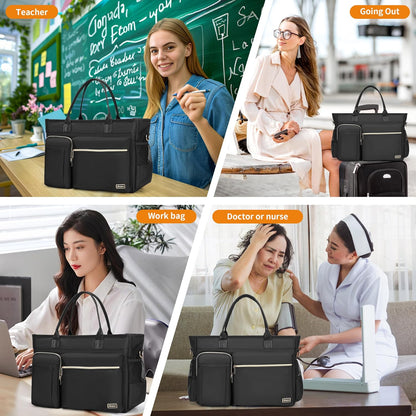 Laptop Tote Bag, Teacher Tote Bag for Women Work 15.6 inch Laptop Work Tote Bag Nurse Tote Bag, Insulated Pocket