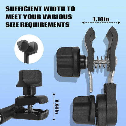 Umbrella Holder for Stroller, 360° Adjustable Universal Umbrella Mount Clamp for Camping Chair, Wheelchair, Beach Chair & Golf Cart, Scratch-Free Secure Grip
