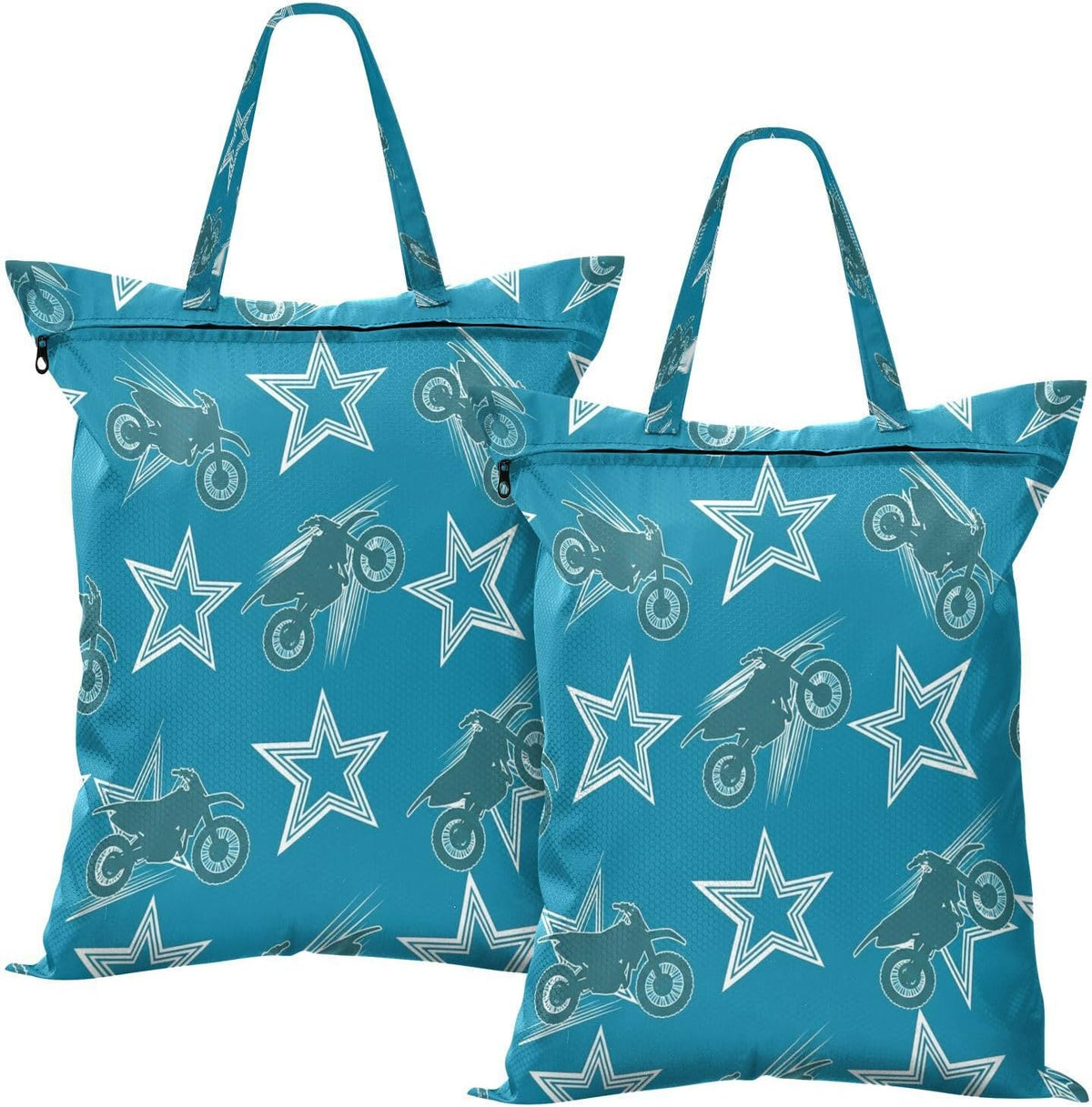 Motorcycle Star Waterproof Travel Laundry Bag Easy Care Pack of 2