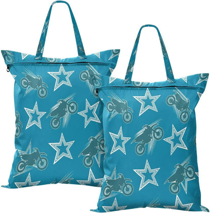 Motorcycle Star Waterproof Travel Laundry Bag Easy Care Pack of 2
