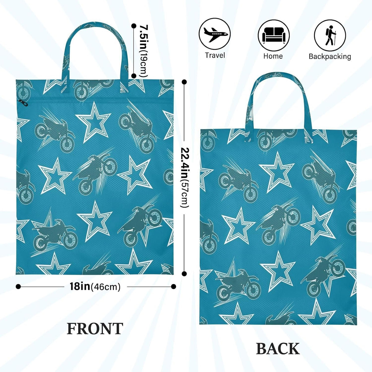 Motorcycle Star Waterproof Travel Laundry Bag Easy Care Pack of 2