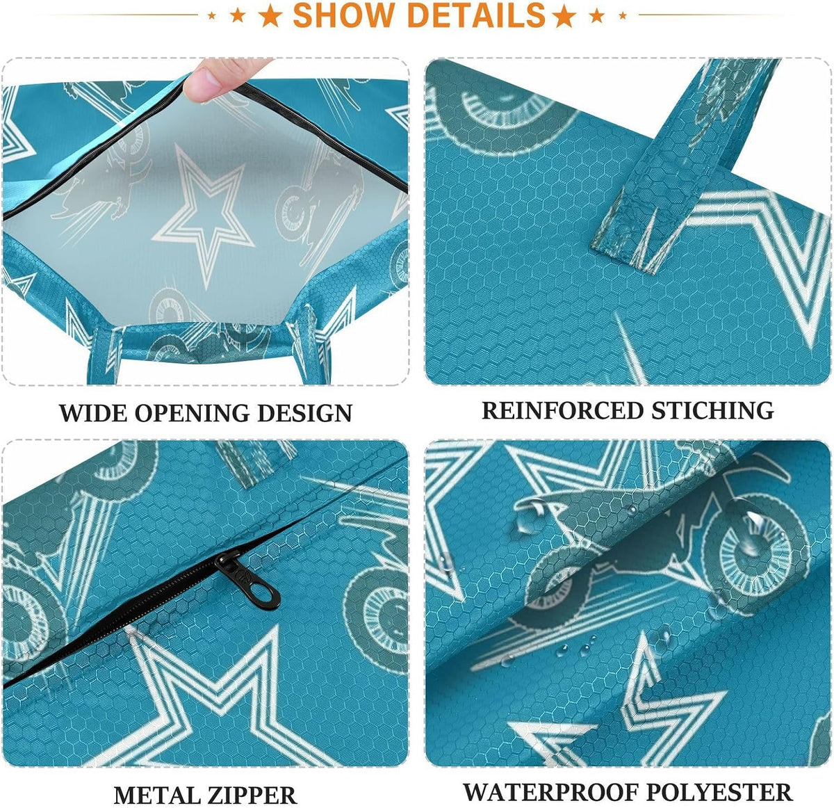 Motorcycle Star Waterproof Travel Laundry Bag Easy Care Pack of 2