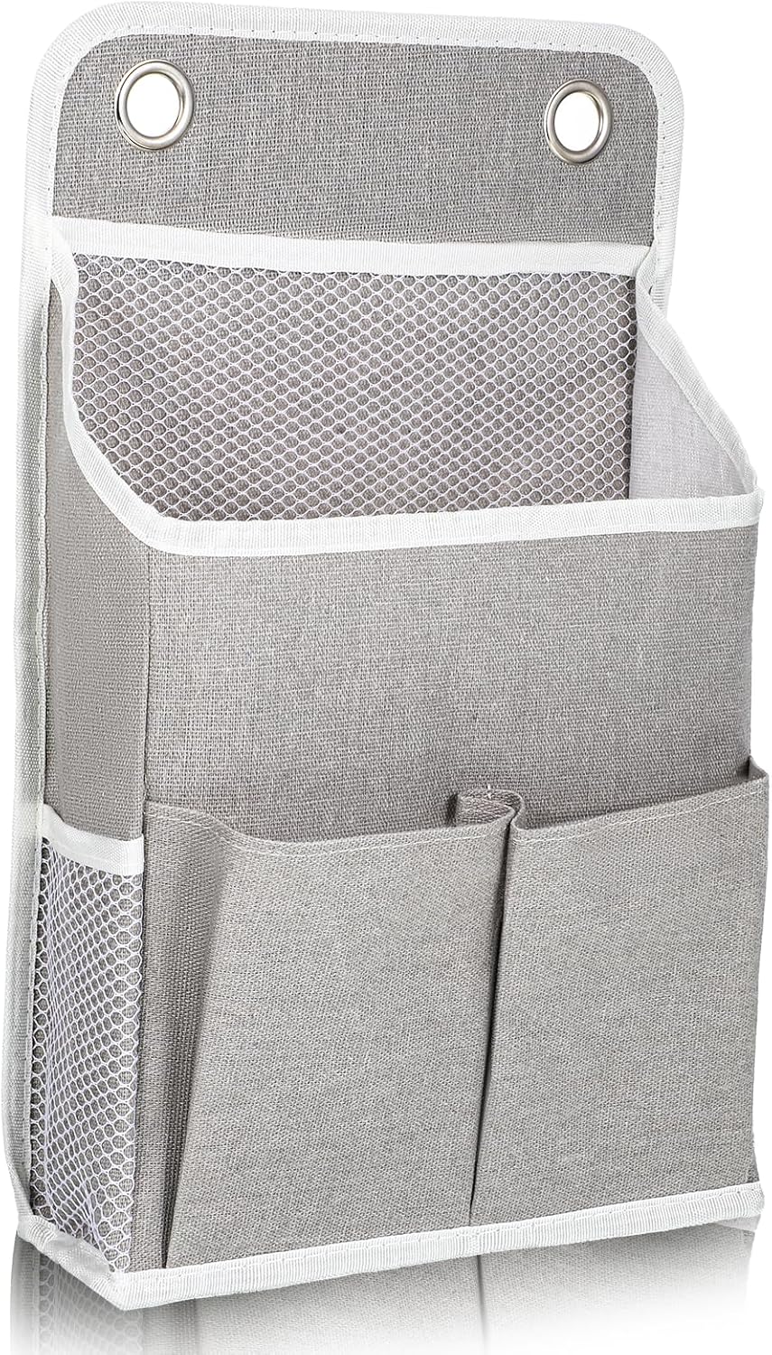 Hanging Organizer with Pockets, Wall Hanging Baskets for Organizing, Storage Basket Bedside Caddy Camper Fabric File Organizer Holds Books, Phones, Glasses, Mail, Keys for Home, Office, Dorm (Grey)