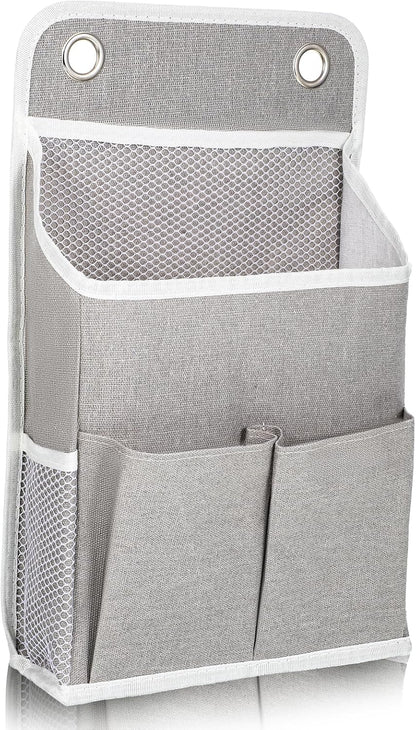 Hanging Organizer with Pockets, Wall Hanging Baskets for Organizing, Storage Basket Bedside Caddy Camper Fabric File Organizer Holds Books, Phones, Glasses, Mail, Keys for Home, Office, Dorm (Grey)