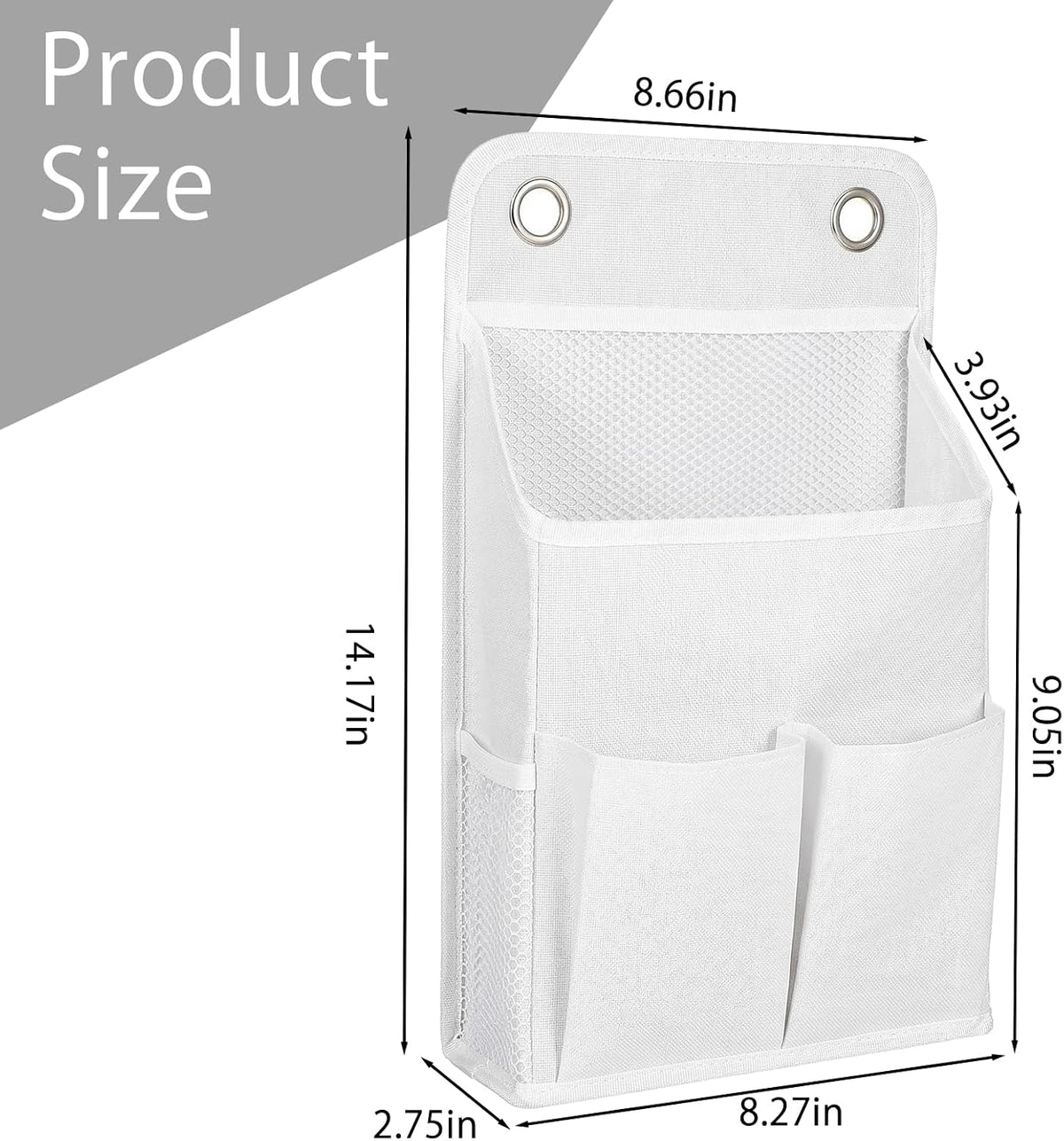 Hanging Organizer with Pockets, Wall Hanging Baskets for Organizing, Storage Basket Bedside Caddy Camper Fabric File Organizer Holds Books, Phones, Glasses, Mail, Keys for Home, Office, Dorm (Grey)