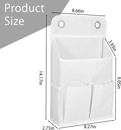 Hanging Organizer with Pockets, Wall Hanging Baskets for Organizing, Storage Basket Bedside Caddy Camper Fabric File Organizer Holds Books, Phones, Glasses, Mail, Keys for Home, Office, Dorm (Grey)