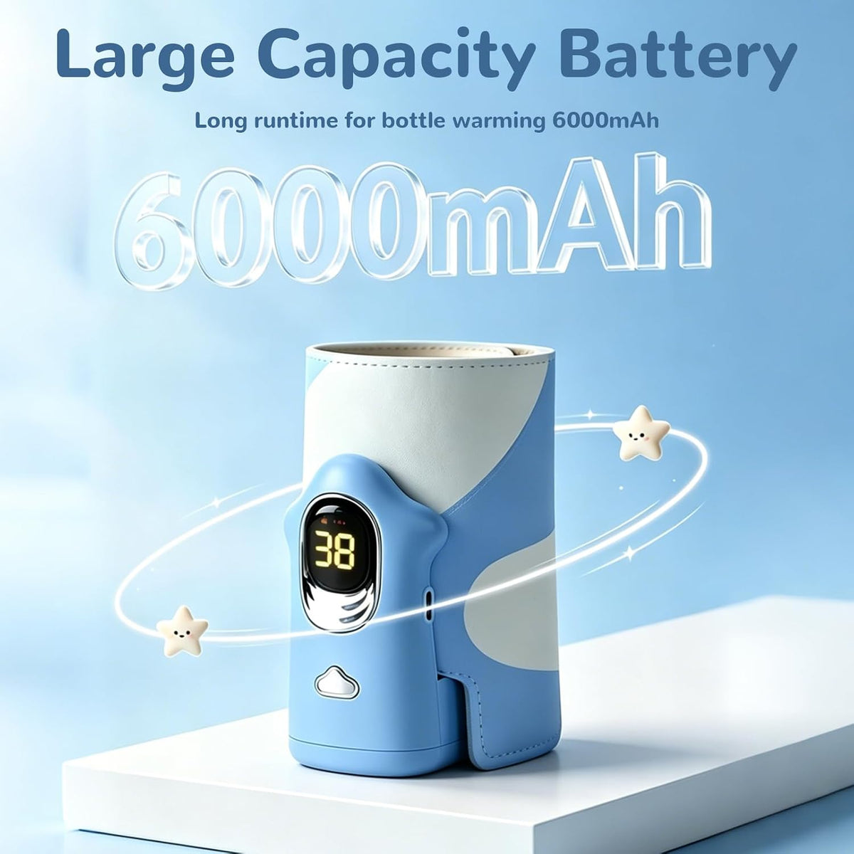 Portable Bottle Warmer 6000mAh Cordless Rechargeable Milk Warmer（Yellow）