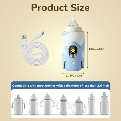 Portable Bottle Warmer 6000mAh Cordless Rechargeable Milk Warmer（Yellow）