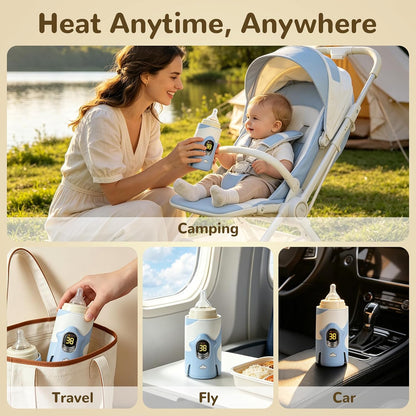 Portable Bottle Warmer 6000mAh Cordless Rechargeable Milk Warmer（Yellow）