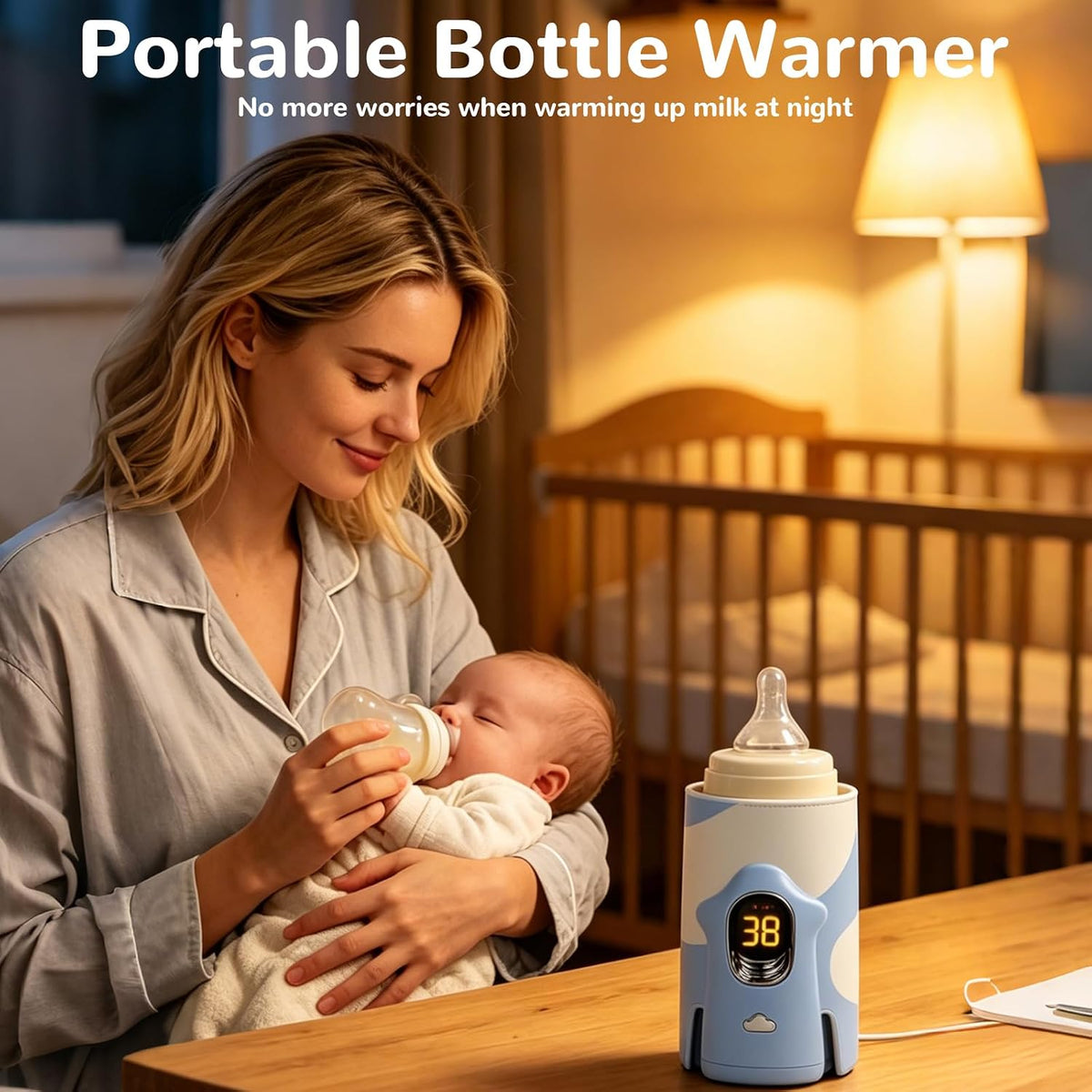 Portable Bottle Warmer 6000mAh Cordless Rechargeable Milk Warmer（Yellow）