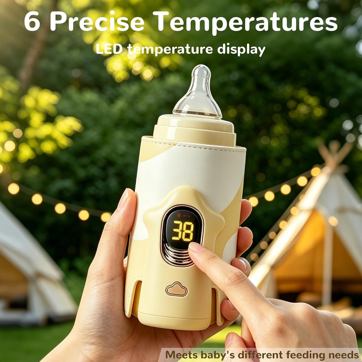 Portable Bottle Warmer 6000mAh Cordless Rechargeable Milk Warmer（Yellow）
