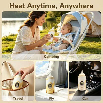 Portable Bottle Warmer 6000mAh Cordless Rechargeable Milk Warmer（Yellow）