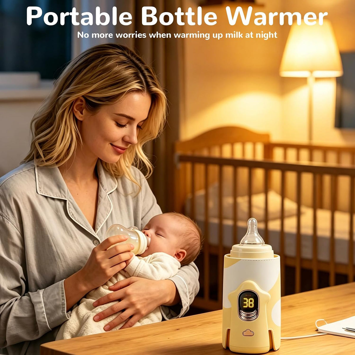 Portable Bottle Warmer 6000mAh Cordless Rechargeable Milk Warmer（Yellow）