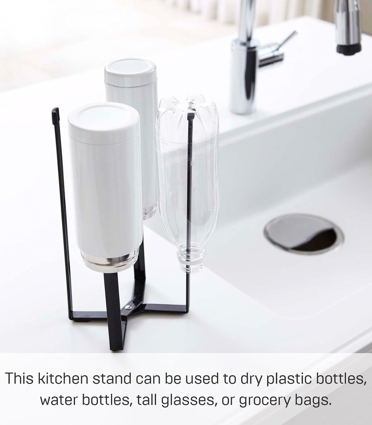 Home Tower Kitchen Multi Eco Stand - Multifunctional Plastic Bag Holder Bottle Dryer - Steel