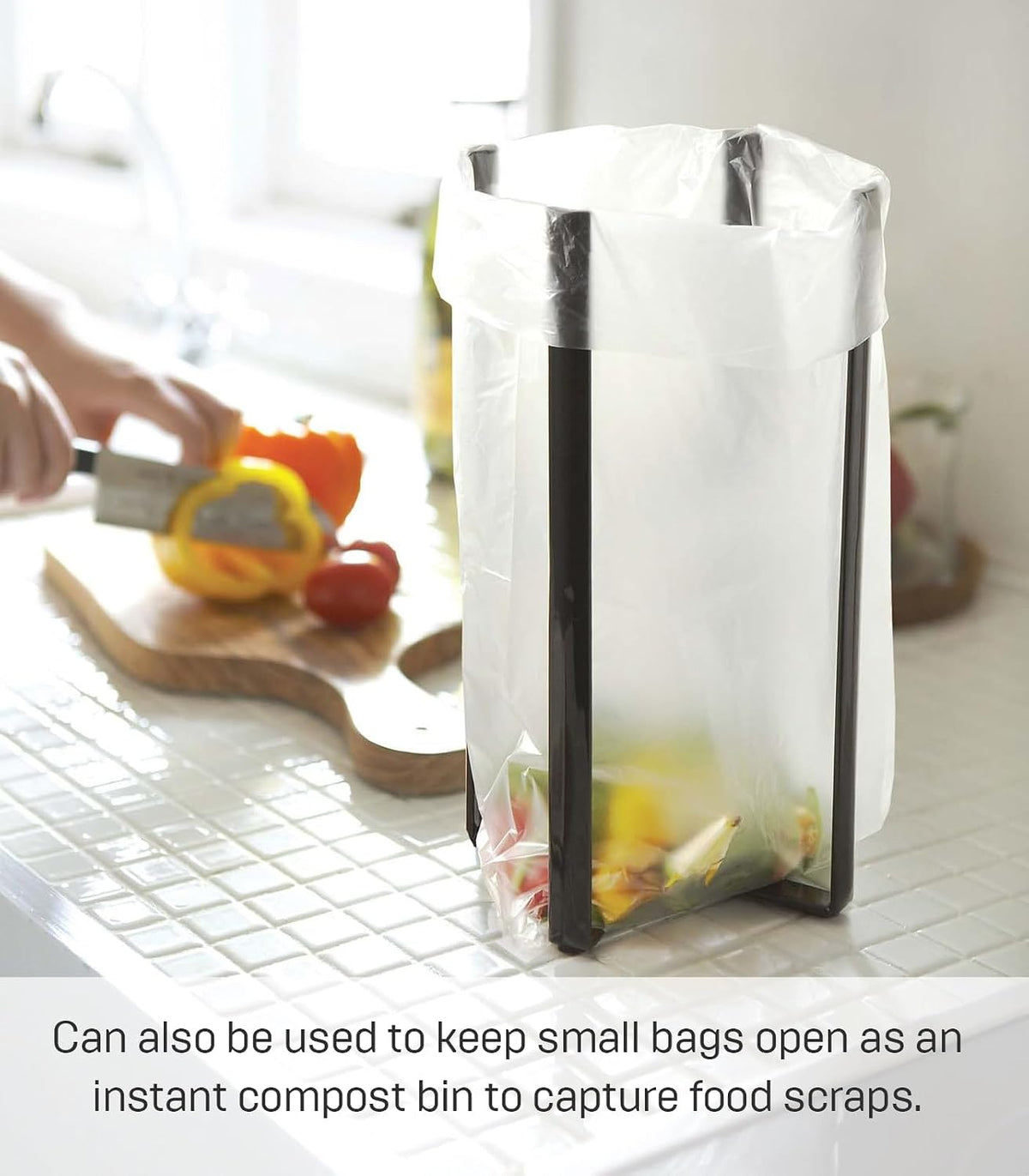 Home Tower Kitchen Multi Eco Stand - Multifunctional Plastic Bag Holder Bottle Dryer - Steel