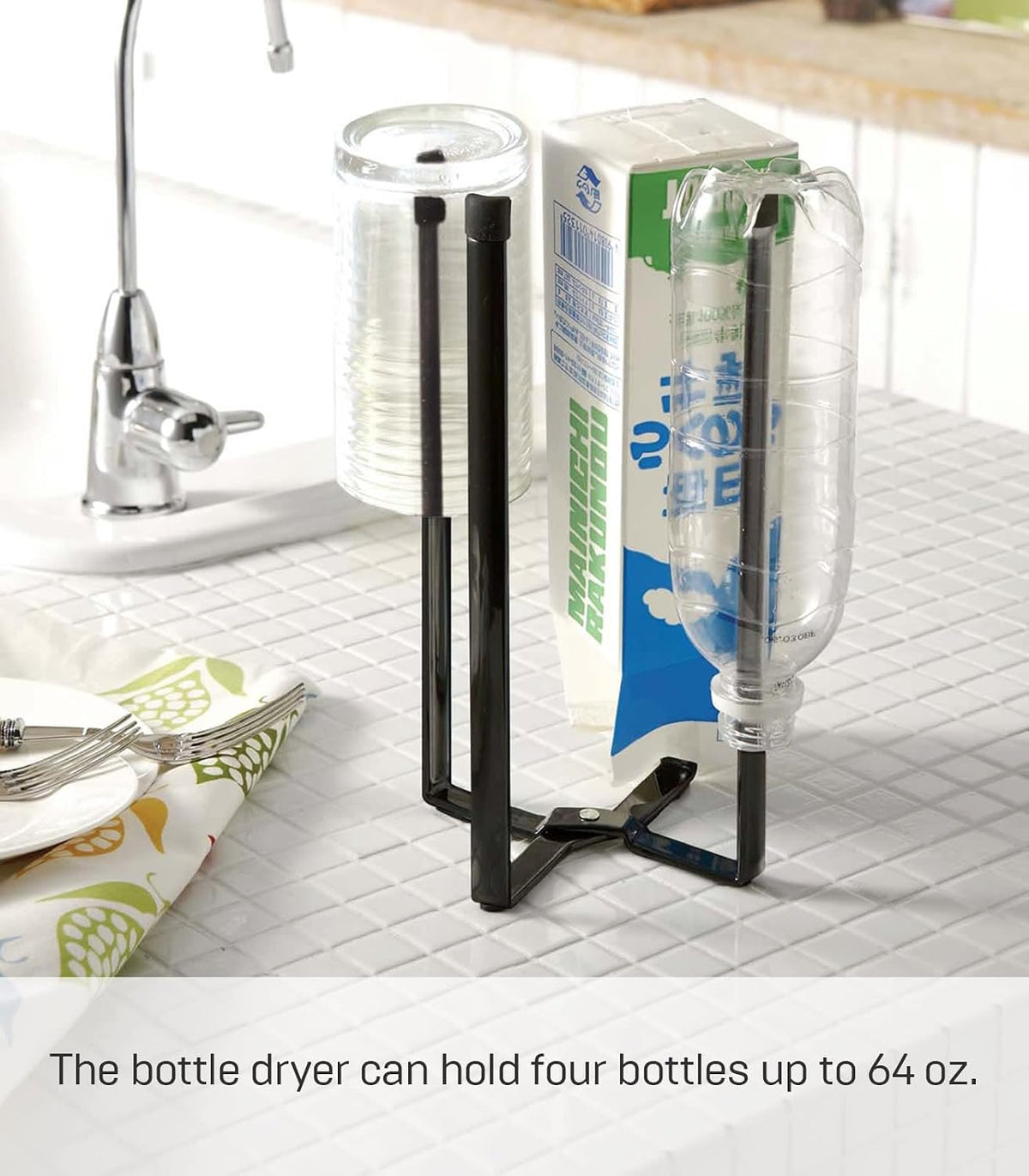 Home Tower Kitchen Multi Eco Stand - Multifunctional Plastic Bag Holder Bottle Dryer - Steel