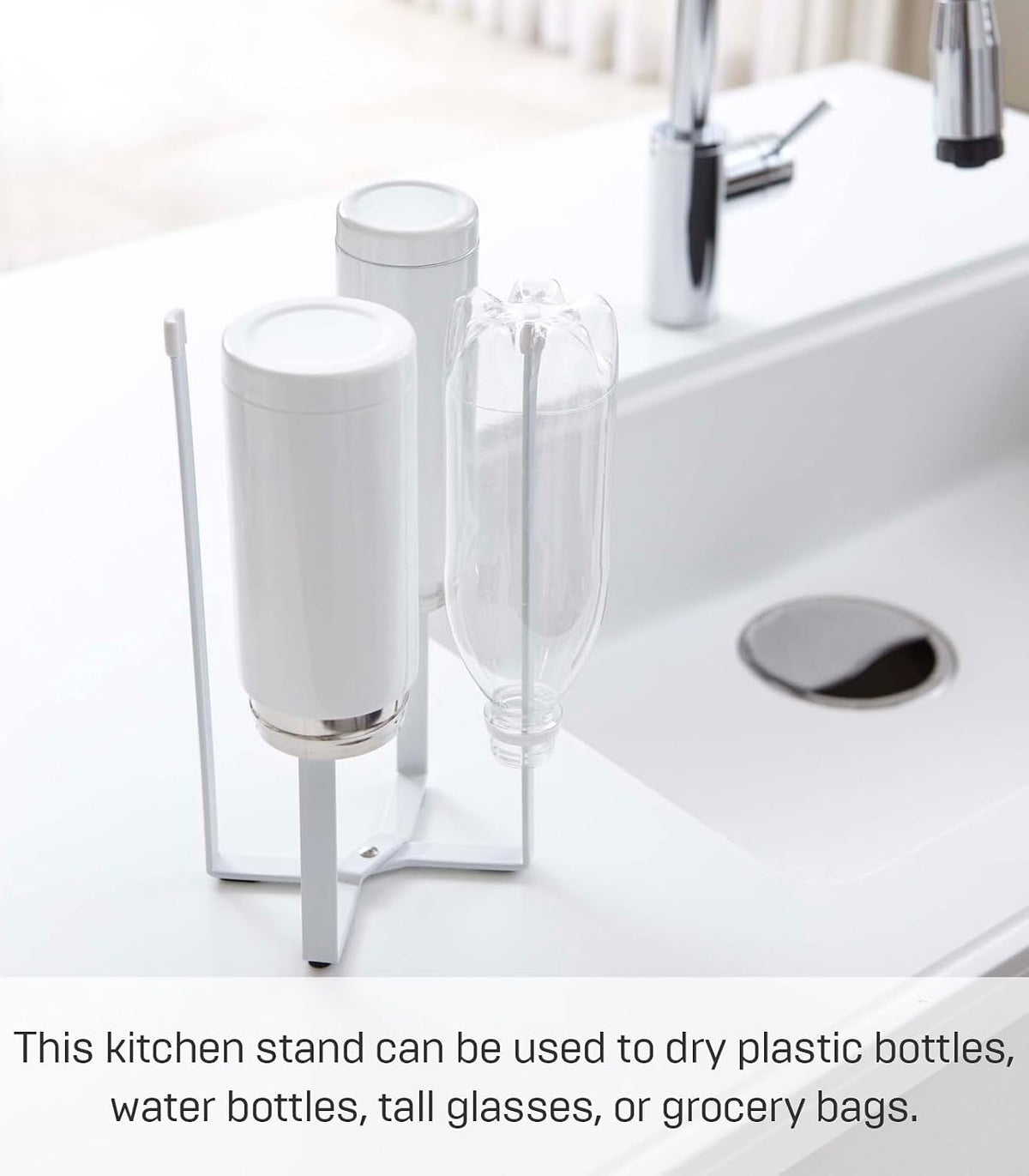Home Tower Kitchen Multi Eco Stand - Multifunctional Plastic Bag Holder Bottle Dryer - Steel