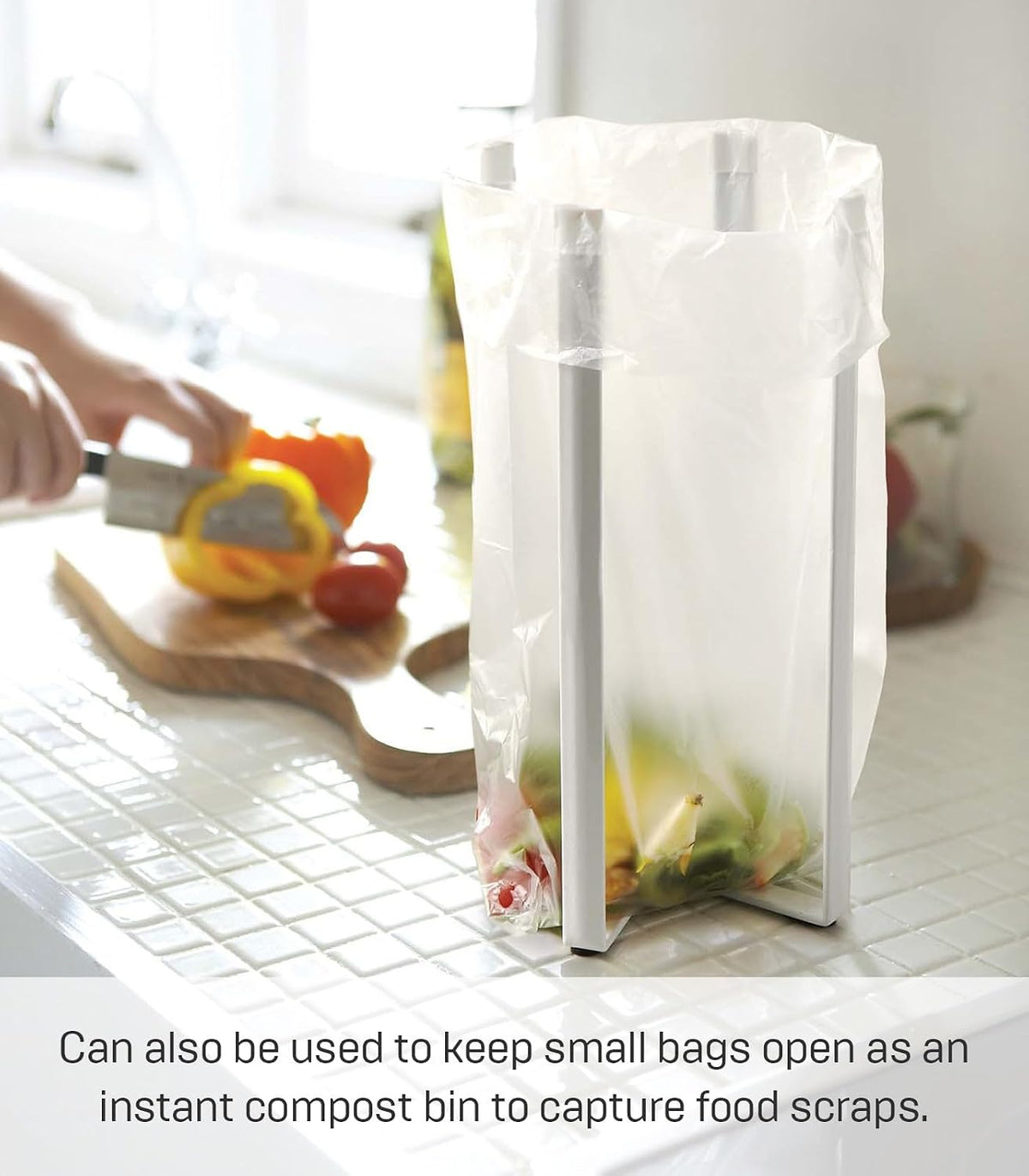 Home Tower Kitchen Multi Eco Stand - Multifunctional Plastic Bag Holder Bottle Dryer - Steel