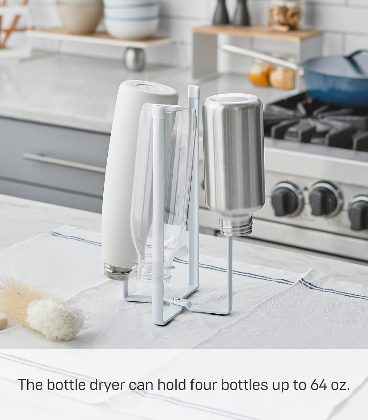 Home Tower Kitchen Multi Eco Stand - Multifunctional Plastic Bag Holder Bottle Dryer - Steel