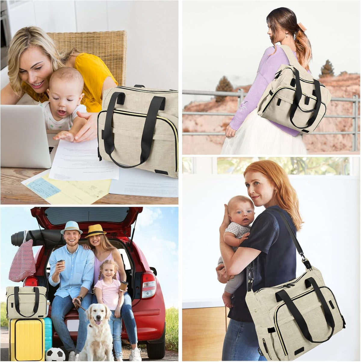 Diaper Bag Backpack Mommy Bag Large Capacity Diaper Backpack Travel Essential Baby Diaper Bag for Mom and Dad, Black (Blue & Creamy-White)