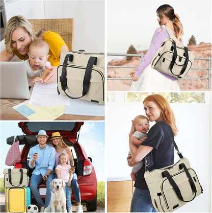 Diaper Bag Backpack Mommy Bag Large Capacity Diaper Backpack Travel Essential Baby Diaper Bag for Mom and Dad, Black (Blue & Creamy-White)