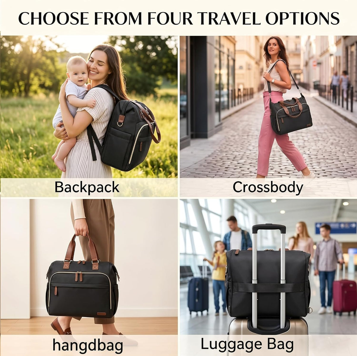 Diaper Bag Backpack Mommy Bag Large Capacity Diaper Backpack Travel Essential Baby Diaper Bag for Mom and Dad, Black (Blue & Creamy-White)