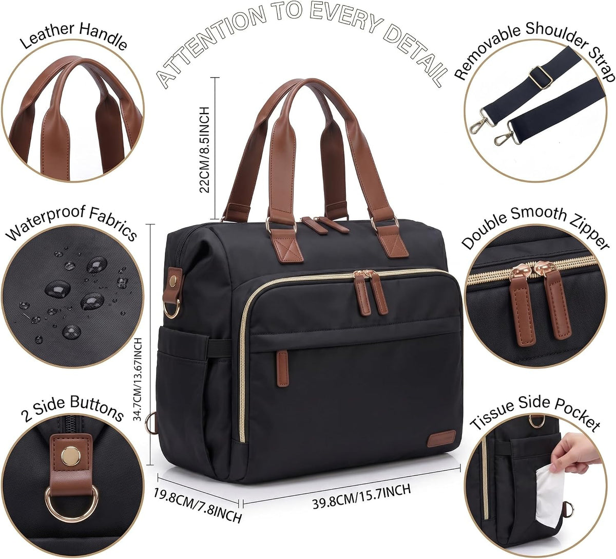 Diaper Bag Backpack Mommy Bag Large Capacity Diaper Backpack Travel Essential Baby Diaper Bag for Mom and Dad, Black (Blue & Creamy-White)