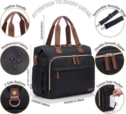 Diaper Bag Backpack Mommy Bag Large Capacity Diaper Backpack Travel Essential Baby Diaper Bag for Mom and Dad, Black (Blue & Creamy-White)