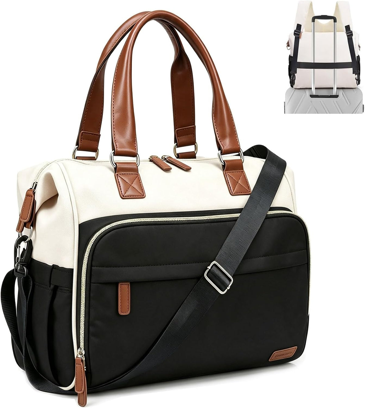 Diaper Bag Backpack Mommy Bag Large Capacity Diaper Backpack Travel Essential Baby Diaper Bag for Mom and Dad, Black (Blue & Creamy-White)
