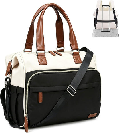 Diaper Bag Backpack Mommy Bag Large Capacity Diaper Backpack Travel Essential Baby Diaper Bag for Mom and Dad, Black (Blue & Creamy-White)