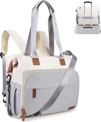 Diaper Bag Backpack Mommy Bag Large Capacity Diaper Backpack Travel Essential Baby Diaper Bag for Mom and Dad, Black (Blue & Creamy-White)