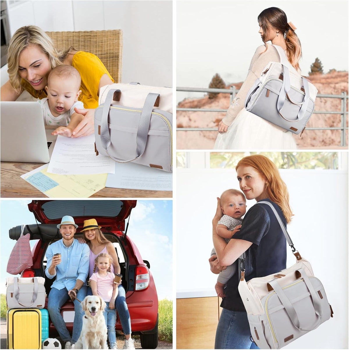Diaper Bag Backpack Mommy Bag Large Capacity Diaper Backpack Travel Essential Baby Diaper Bag for Mom and Dad, Black (Blue & Creamy-White)