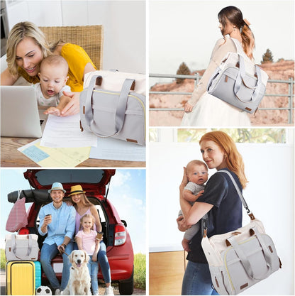 Diaper Bag Backpack Mommy Bag Large Capacity Diaper Backpack Travel Essential Baby Diaper Bag for Mom and Dad, Black (Blue & Creamy-White)