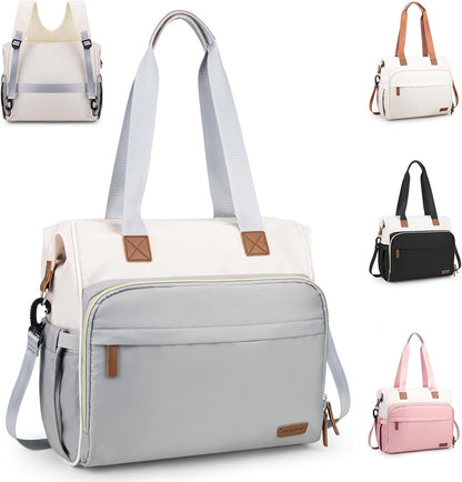 Diaper Bag Backpack Mommy Bag Large Capacity Diaper Backpack Travel Essential Baby Diaper Bag for Mom and Dad, Black (Blue & Creamy-White)