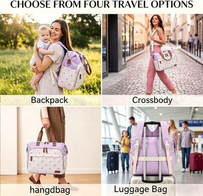 Diaper Bag Backpack Mommy Bag Large Capacity Diaper Backpack Travel Essential Baby Diaper Bag for Mom and Dad, Black (Blue & Creamy-White)