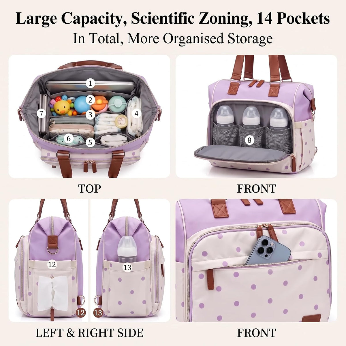 Diaper Bag Backpack Mommy Bag Large Capacity Diaper Backpack Travel Essential Baby Diaper Bag for Mom and Dad, Black (Blue & Creamy-White)