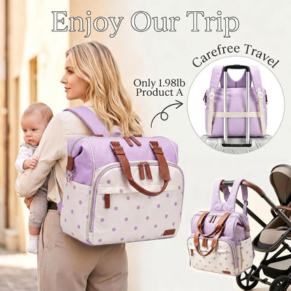 Diaper Bag Backpack Mommy Bag Large Capacity Diaper Backpack Travel Essential Baby Diaper Bag for Mom and Dad, Black (Blue & Creamy-White)