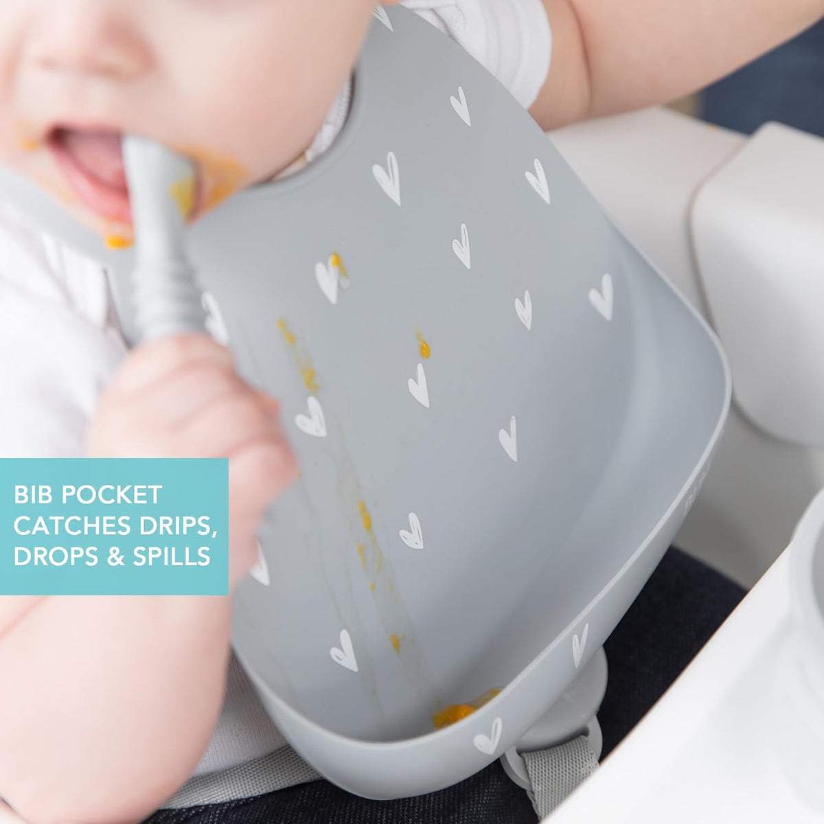First Feeding Set - Bowl, Lid, Spoon & Silicone Pocket Bib
