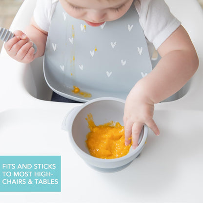 First Feeding Set - Bowl, Lid, Spoon & Silicone Pocket Bib