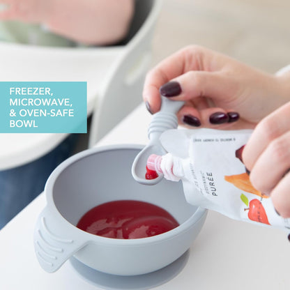 First Feeding Set - Bowl, Lid, Spoon & Silicone Pocket Bib