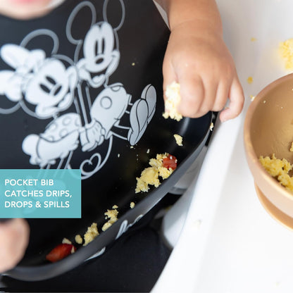 First Feeding Set - Bowl, Lid, Spoon & Silicone Pocket Bib