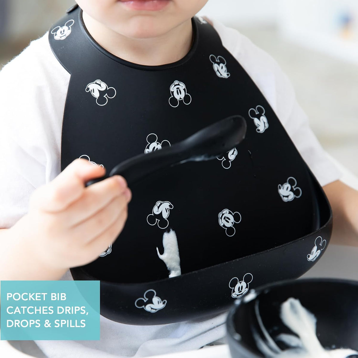 First Feeding Set - Bowl, Lid, Spoon & Silicone Pocket Bib