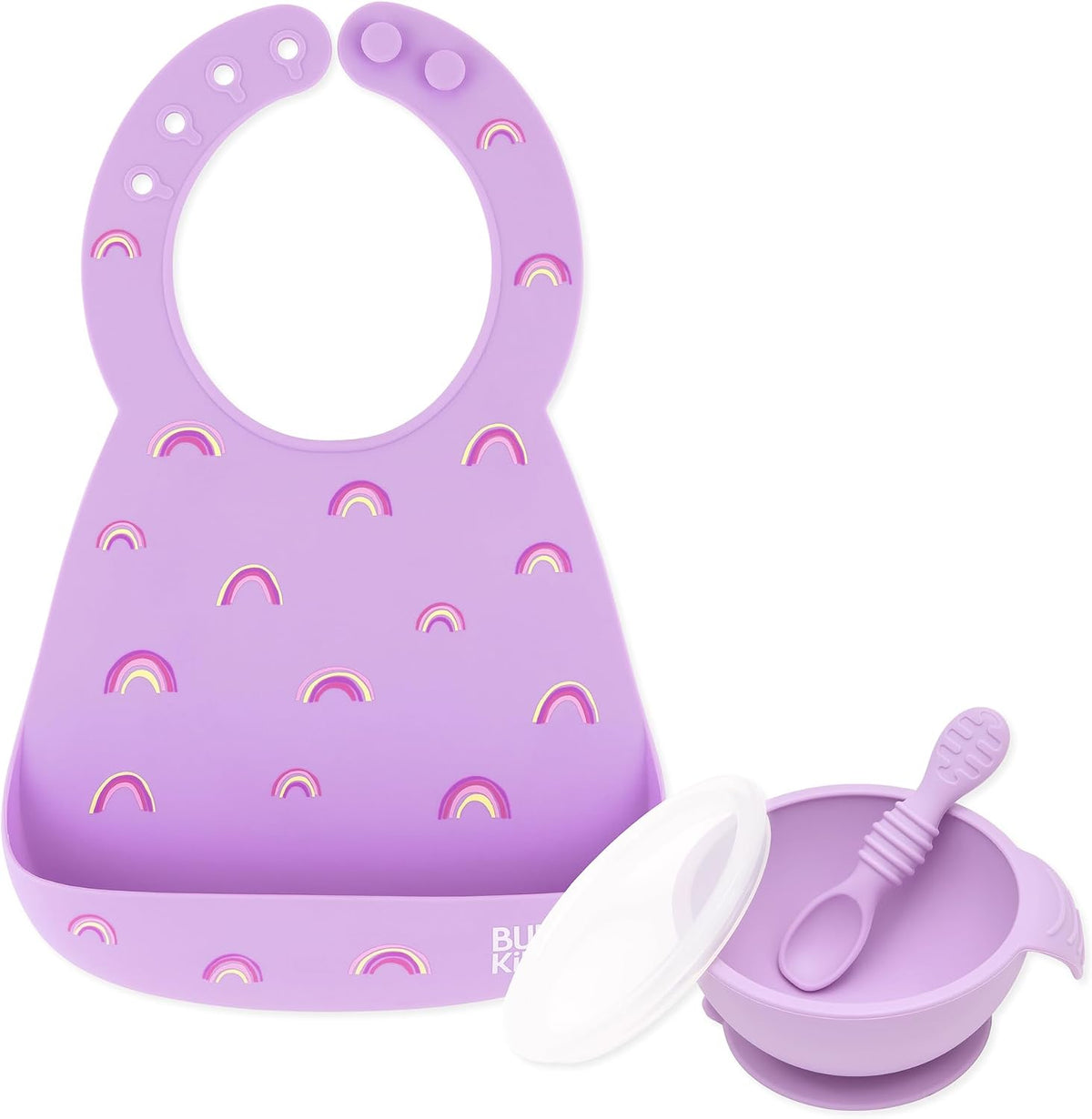 First Feeding Set - Bowl, Lid, Spoon & Silicone Pocket Bib