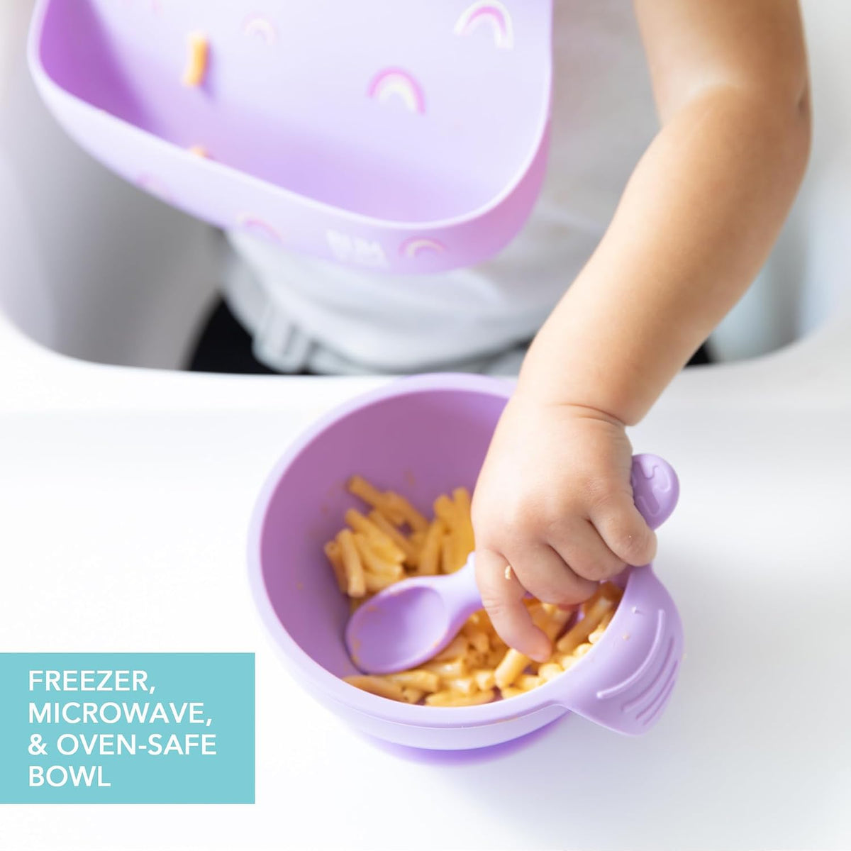 First Feeding Set - Bowl, Lid, Spoon & Silicone Pocket Bib