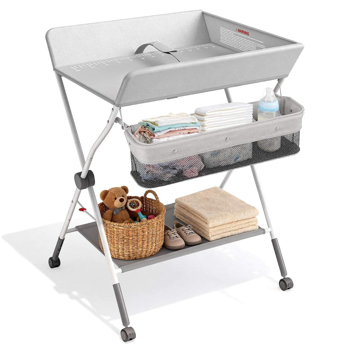 Baby Changing Table Portable Diaper Changing Station with Drawers Foldable