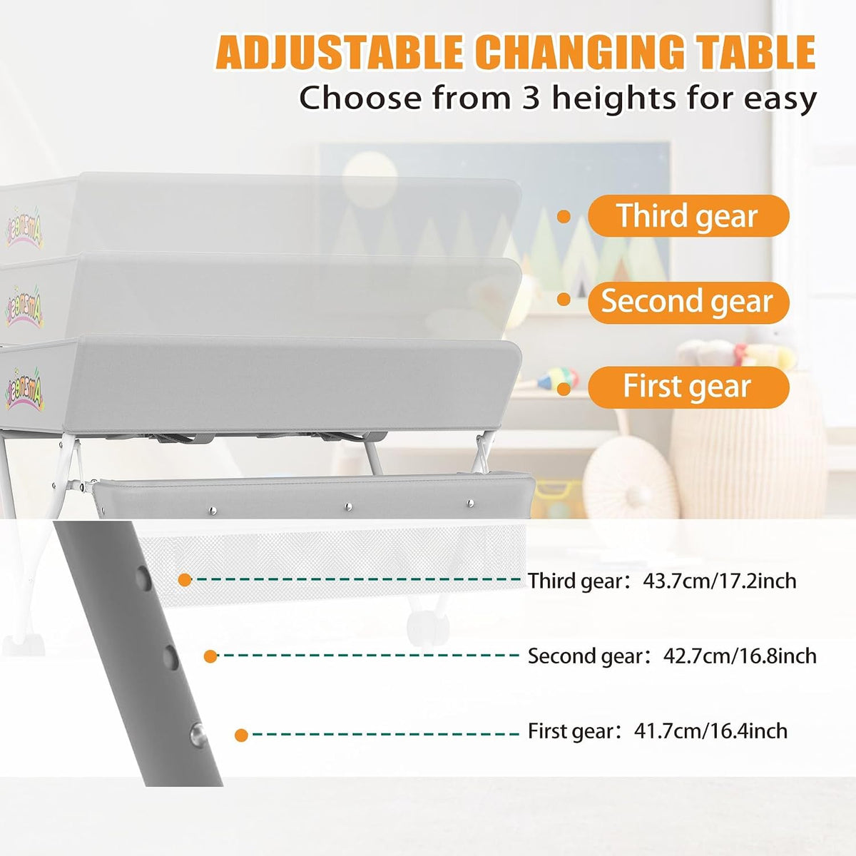Baby Changing Table Portable Diaper Changing Station with Drawers Foldable