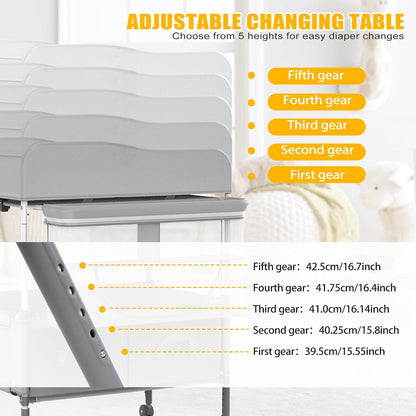 Baby Changing Table Portable Diaper Changing Station with Drawers Foldable