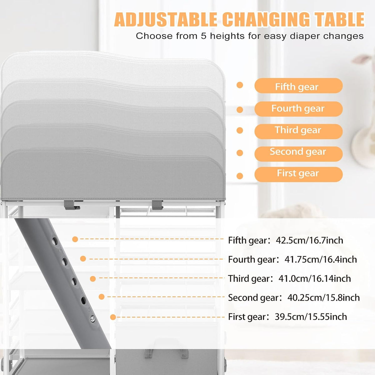 Baby Changing Table Portable Diaper Changing Station with Drawers Foldable