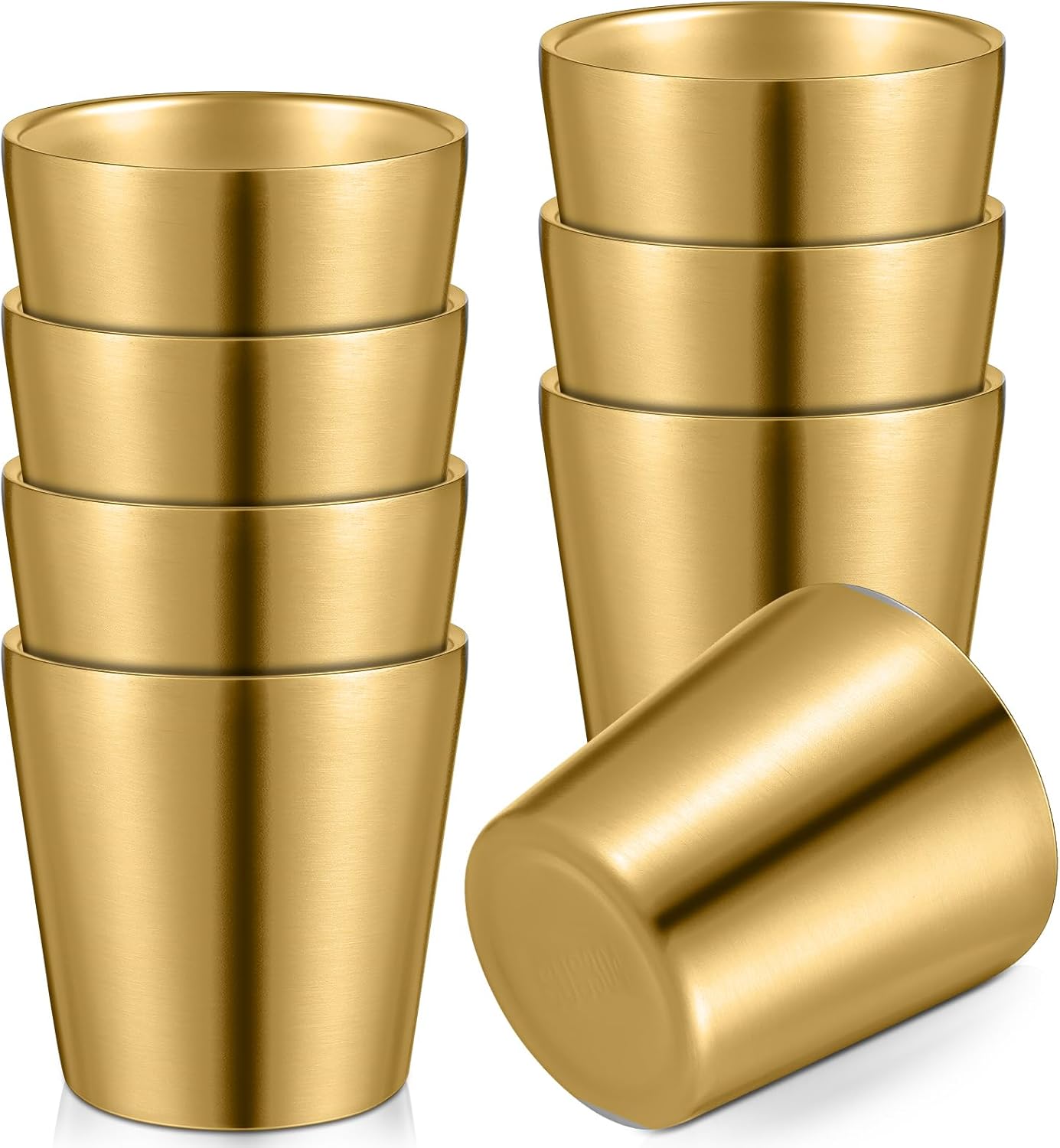 8 Pack Stainless Steel Insulated Cup 10 oz Metal Tumbler Double Wall Vacuum Water Glasses Camping Reusable Mugs Bbq Home Office Party Coffee